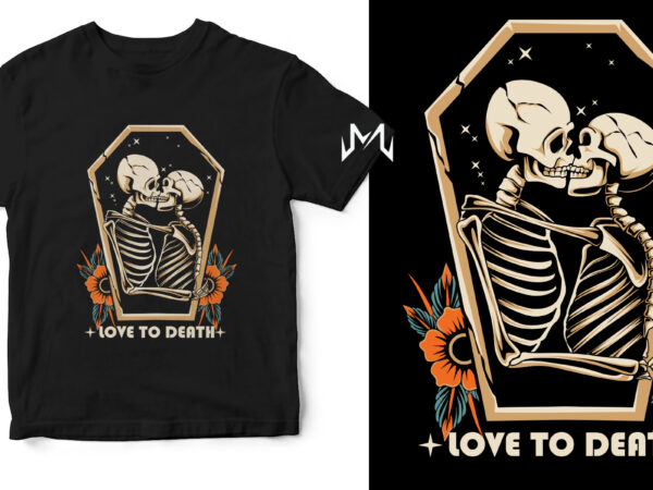 Love to death skull vintage t shirt vector graphic
