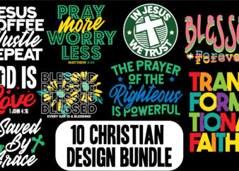 trendy Christian bundle of 10 designs, catholic religious design