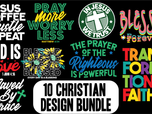 Trendy christian bundle of 10 designs, catholic religious design