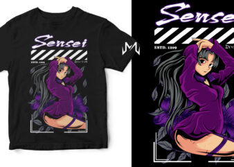 anime sensei t shirt vector