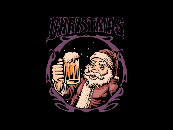 Christmas beer t shirt vector file