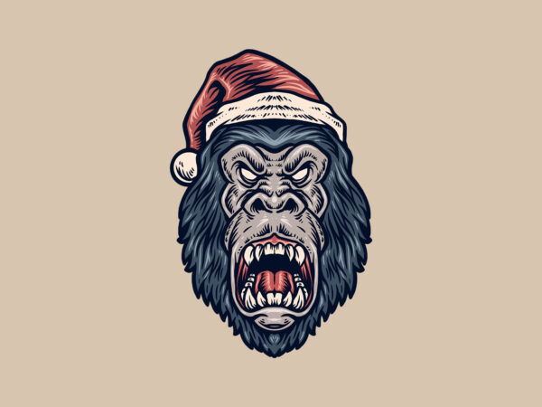 Christmas gorilla t shirt vector file