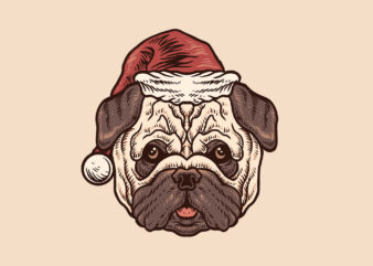 Christmas pug t shirt vector file