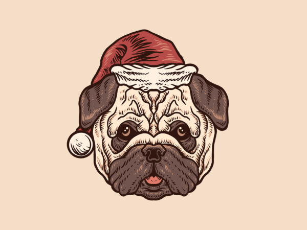 Christmas pug t shirt vector file