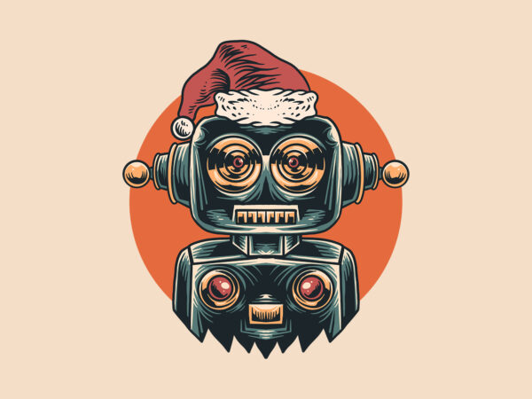 Christmas robot t shirt vector file