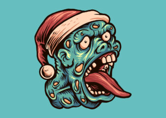 christmas zombie illustration t shirt vector file