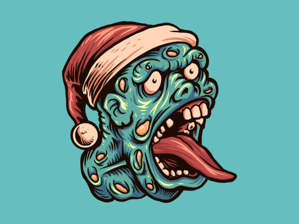 Christmas zombie illustration t shirt vector file