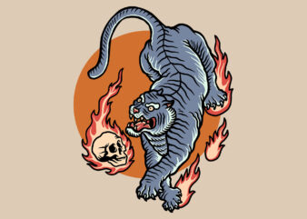 fire tiger t shirt graphic design