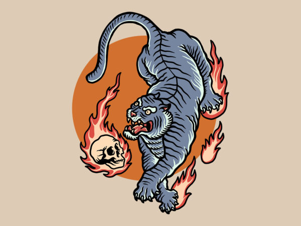 Fire tiger t shirt graphic design