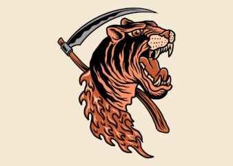 flaming tiger t shirt graphic design