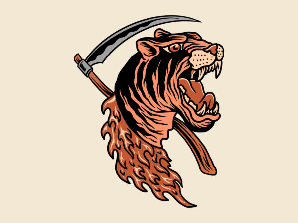 Flaming tiger t shirt graphic design