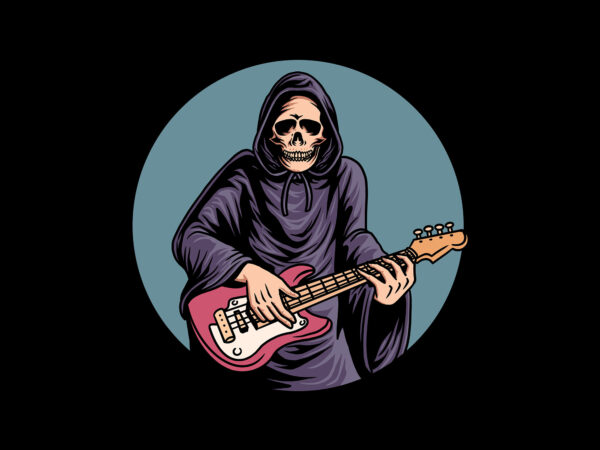Grim reaper playing bass t shirt design template