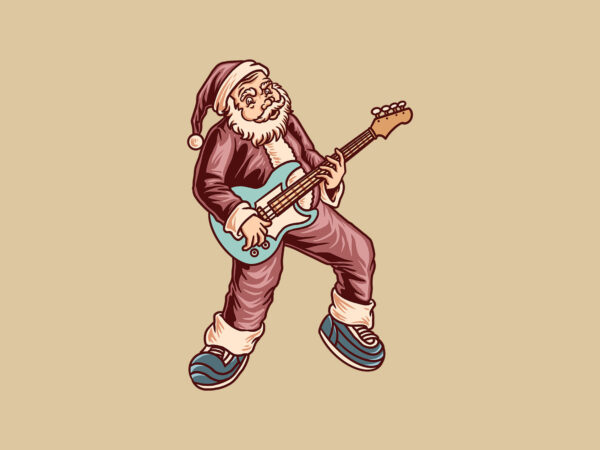Rocker santa illustration t shirt design online