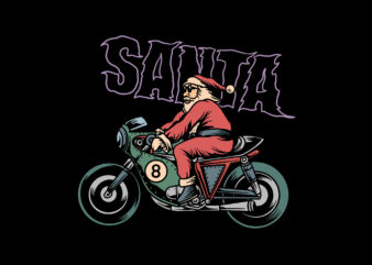 santa racer vintage illustration t shirt template vector