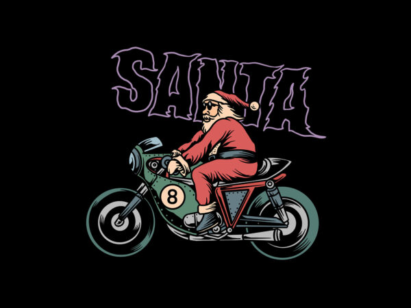 Santa racer vintage illustration t shirt template vector