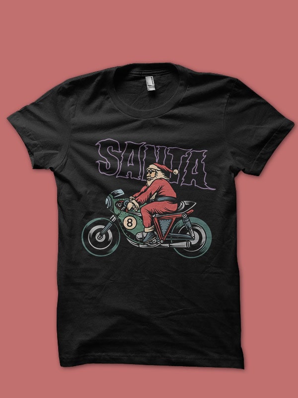 santa racer vintage illustration