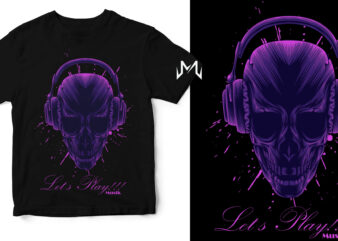 skull music t shirt template vector
