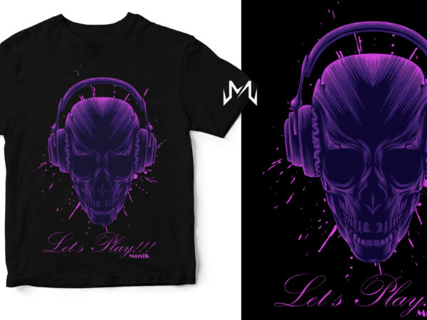 Skull music t shirt template vector