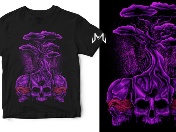 Skull that blends with nature t shirt template vector Skull that blends with nature t shirt template vector