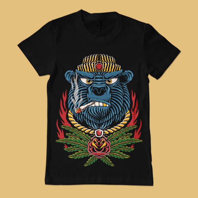 Smoking bear t-shirt template