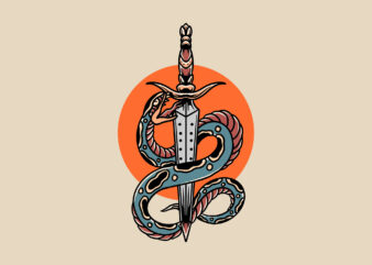 sword and snake t shirt template vector