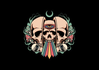 trippy skulls t shirt designs for sale