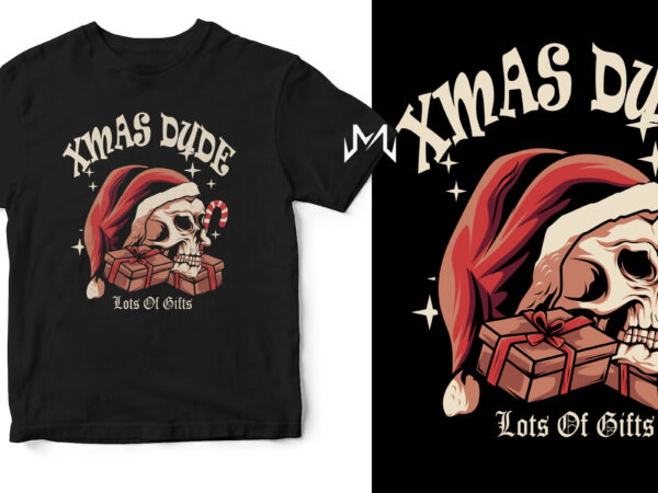 Xmas dude skull graphic t shirt