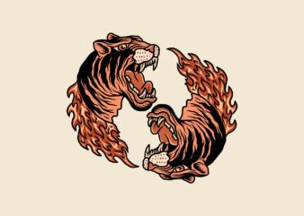 yin yang tiger t shirt design template