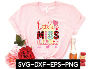 little miss valentine sublimation t shirt vector graphic