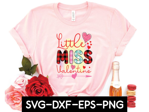 Little miss valentine sublimation t shirt vector graphic