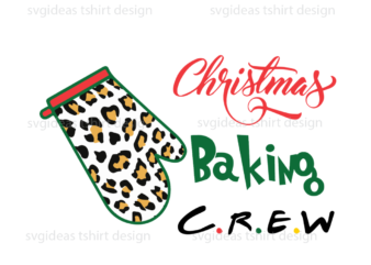 Merry Christmas Baking Crew, Leopard-Colored Christmas Gloves Silhouette Sublimation Files