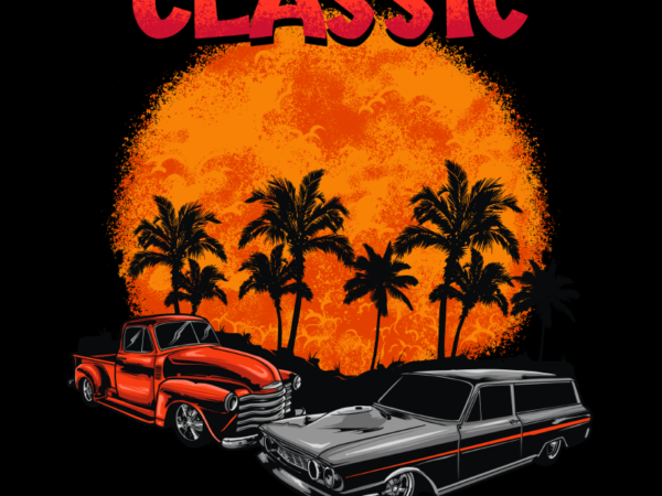 Classic car t shirt vector file