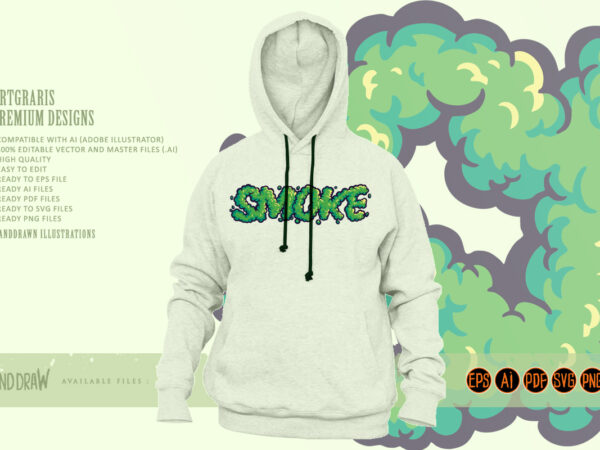 Smoke text vape effect style illustrations t shirt template vector