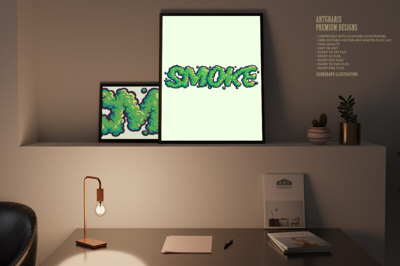 Smoke Text Vape Effect Style Illustrations