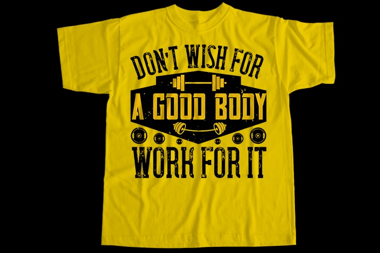Gym, 25 Editable Best Selling Gym T-Shirt Designs Bundle for Commercial Use
