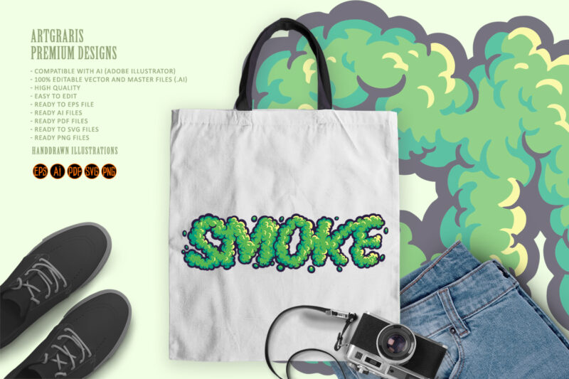 Smoke Text Vape Effect Style Illustrations