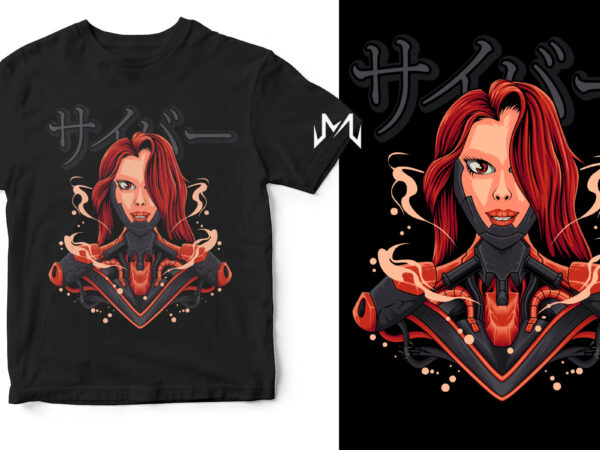 Girl cyborg1 t shirt design template