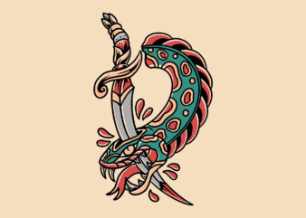 dead snake traditional t shirt vector illustration