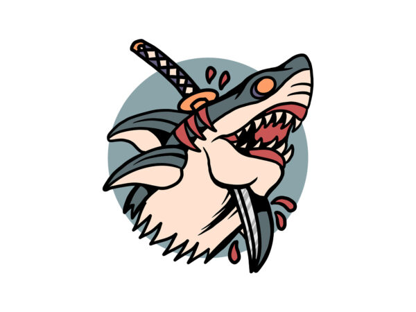 Death shark t shirt vector illustration