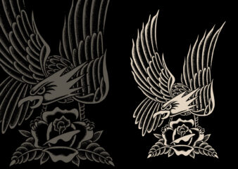 Eagle and rose t-shirt template