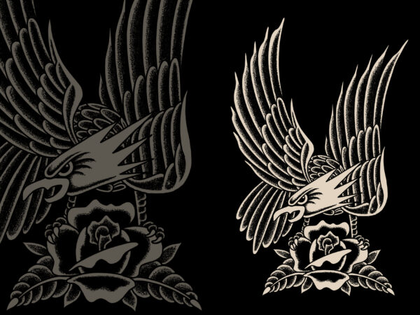 Eagle and rose t-shirt template