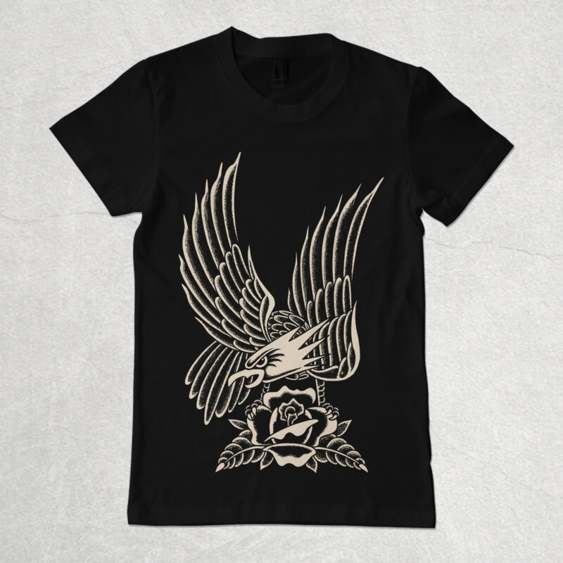 Eagle and rose t-shirt template