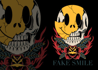 Fake smile emoticon illustration for t-shirt
