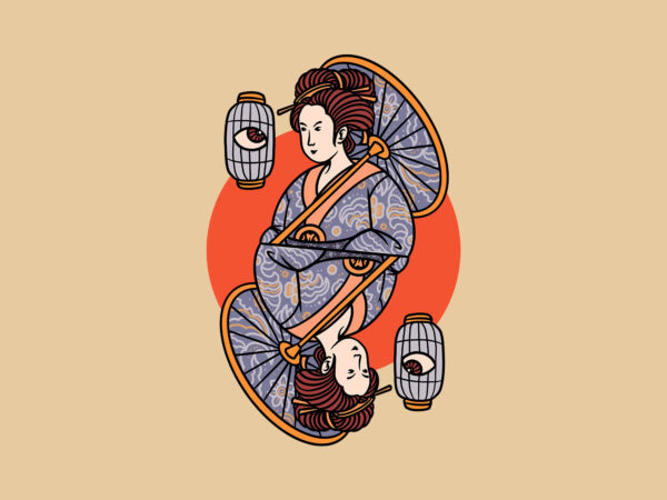 Geisha t shirt design template