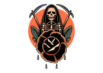 grim and rose t shirt design template