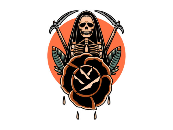 Grim and rose t shirt design template