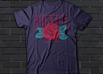 HUSTLE 24/7/365 retro text or typography t-shirt design | hustle 24/7/365 days | retro old t-shirt text or typography design