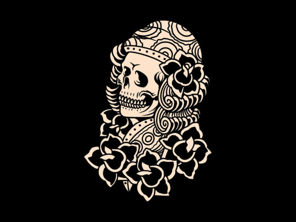 Skull girl t shirt template vector