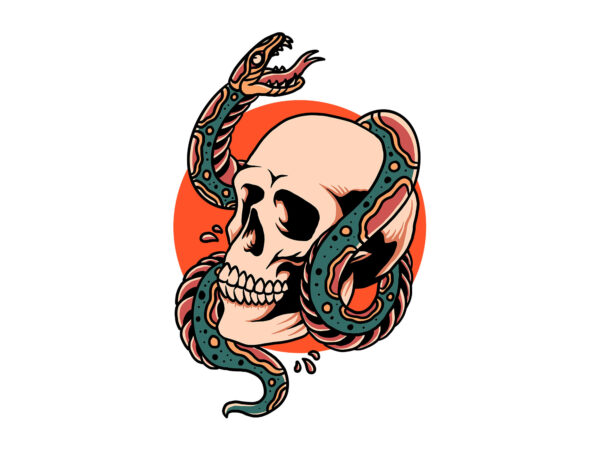 Snake and skull t shirt template vector