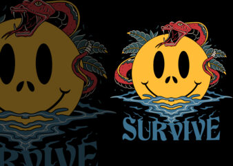 Survive emoticon illustration for t-shirt